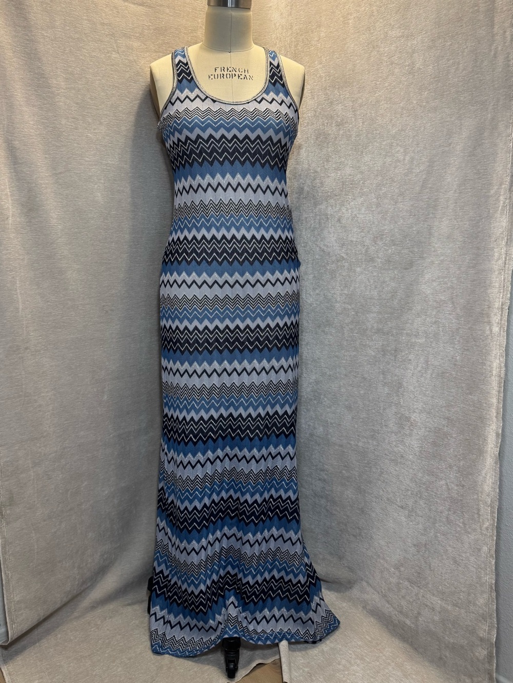 2000’s Blue Chevron Knit Maxi Dress | Medium